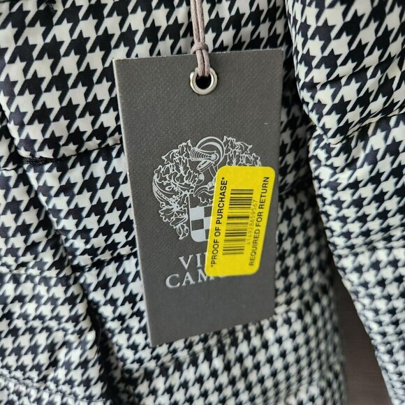 Vince Camuto Puffer Jacket Women Medium Zip Up Houndstooth Print Black White NWT - Picture 6 of 16